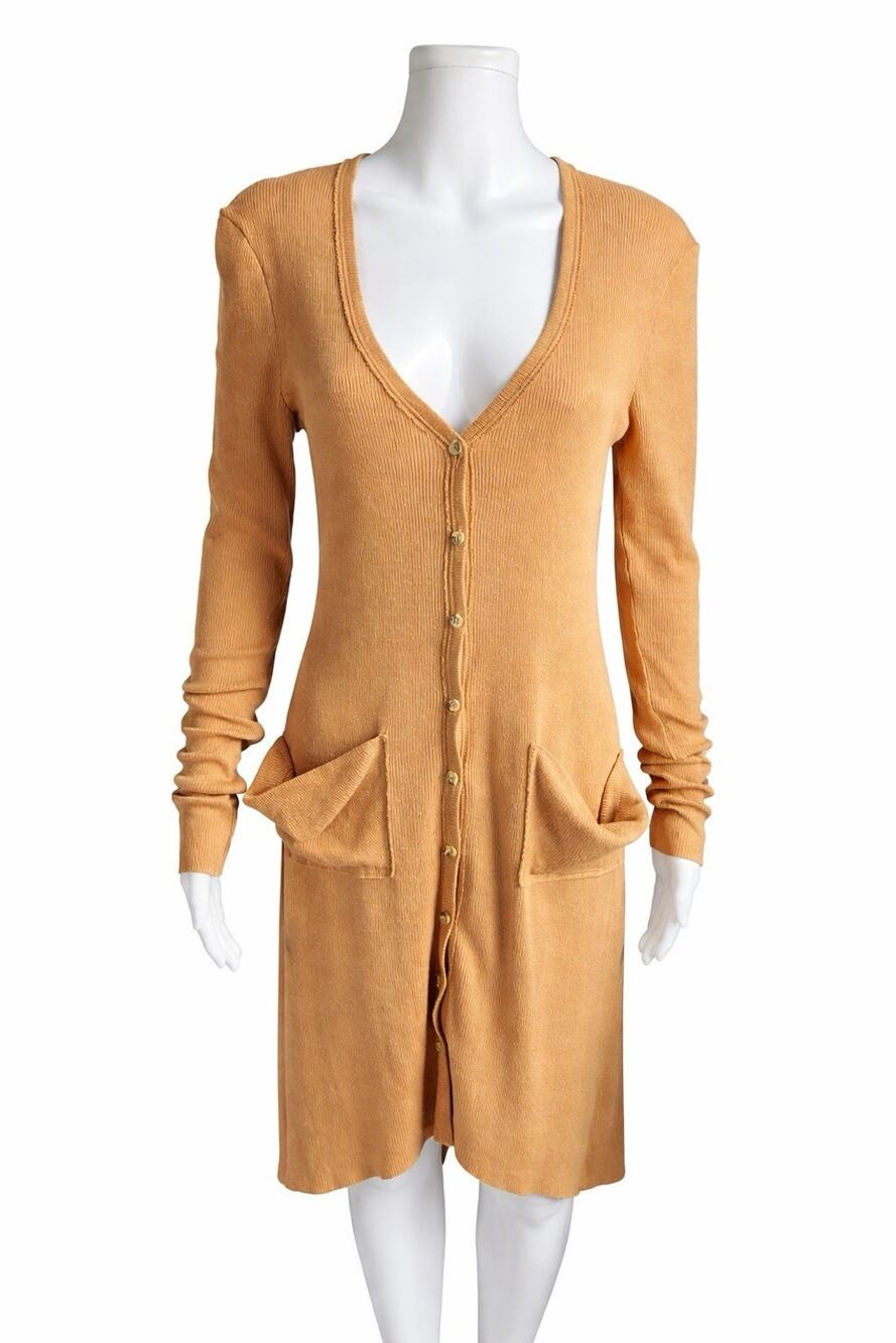 Free People Beach Bonita Ribbed Cardigan Dress Orange Peach M Boho Coastal